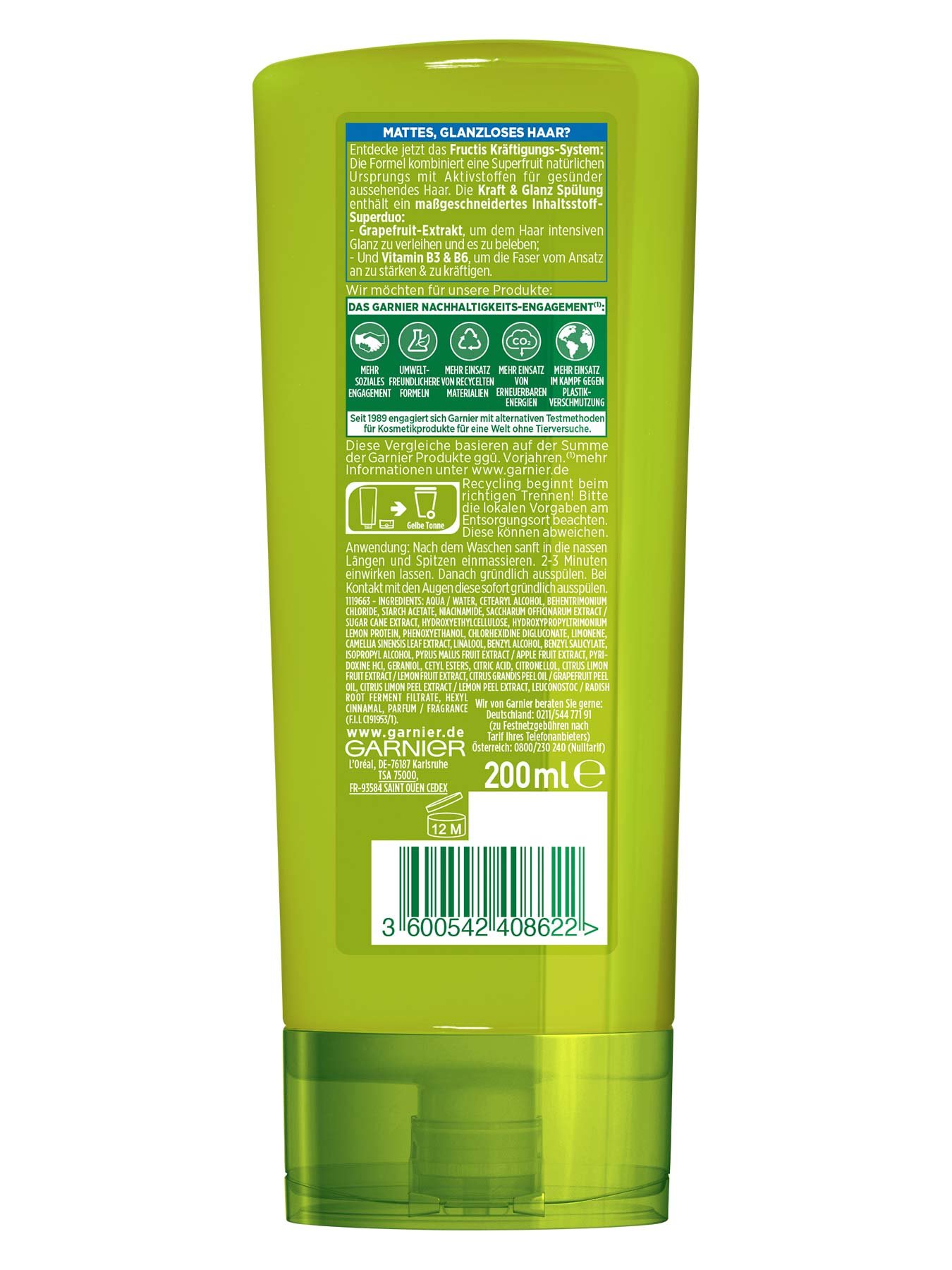 Fructis Kraft und Glanz Spülung Rückansicht
